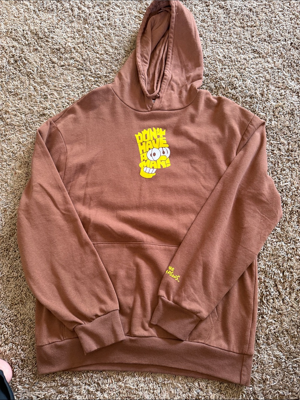 Men's Brown Hoodie with Yellow Graphic Logo